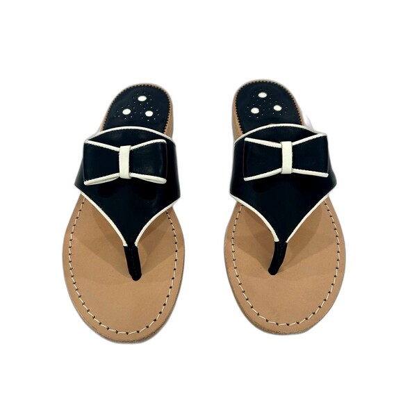 Jack Rogers Thong Sandals Women’s Size 7.5 Color Navy Blue White Giselle Bow - Picture 7 of 10